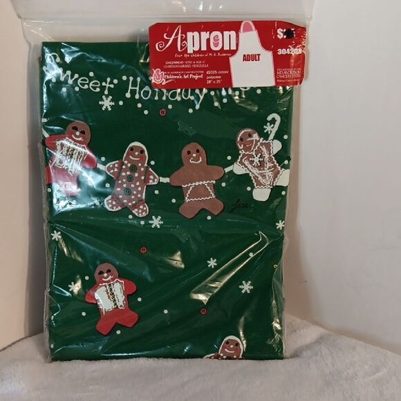 Green Gingerbread "Sweet Holiday Treat Adult Christmas Apron - Picture 1 of 6